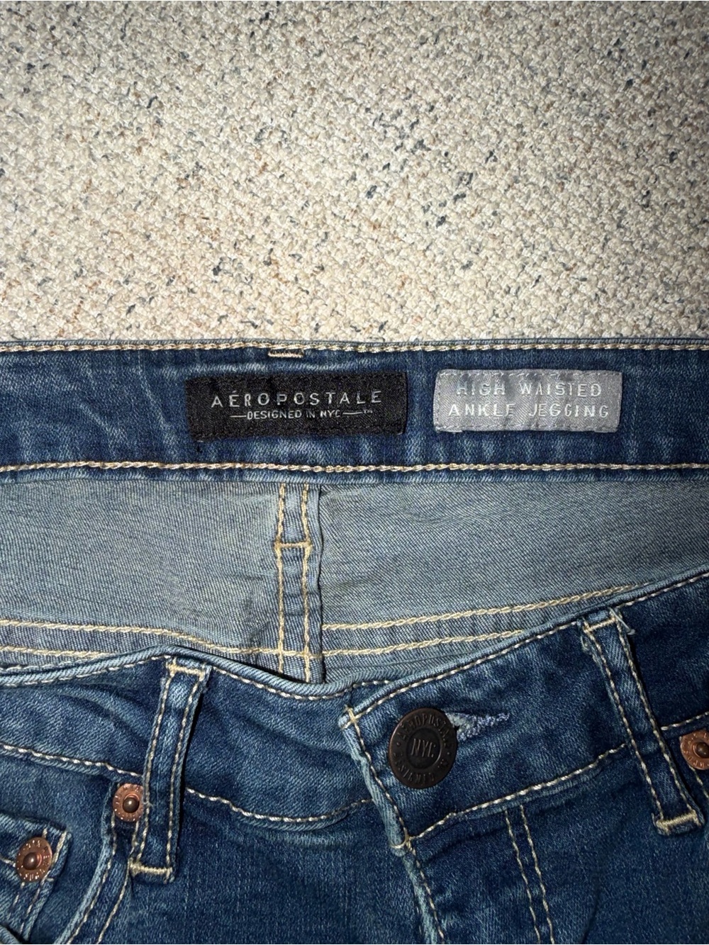 Aeropostale Men’s High-Waist Skinny Jeans - Dark Blue Denim